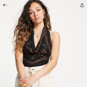 Free People How’s it Going Cowl Neck Cropped Halter top